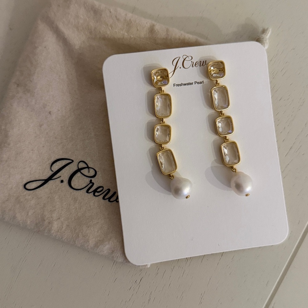 NWT J. Crew Gold and White Drop Earrings
